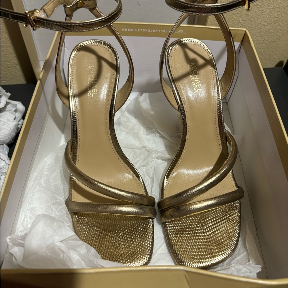 Michael kors gold wedge heels size 7.5